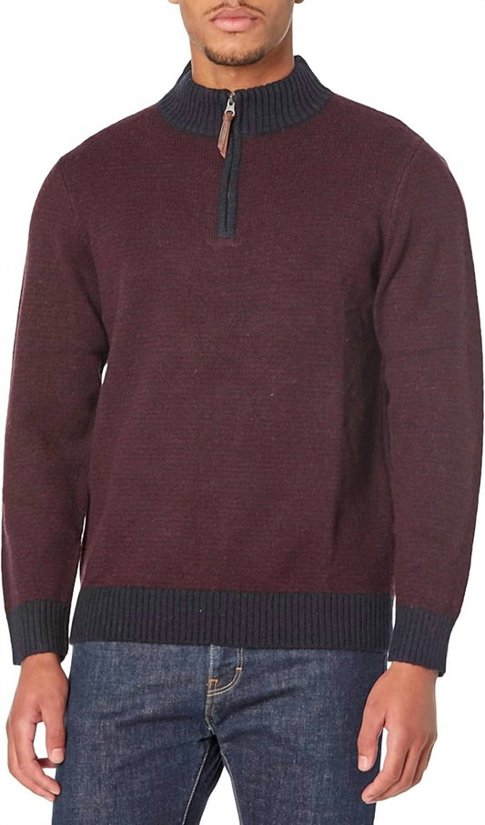 Pendleton - Shetland Wool Half Zip Sweater - clothing - men - red