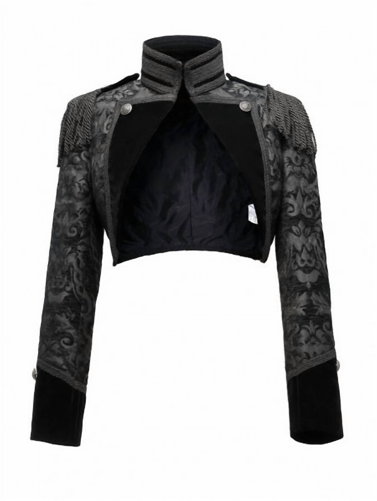 Pentagramme - Gothic Jacquard Open Front Bolero Jacket - black - clothing - jackets