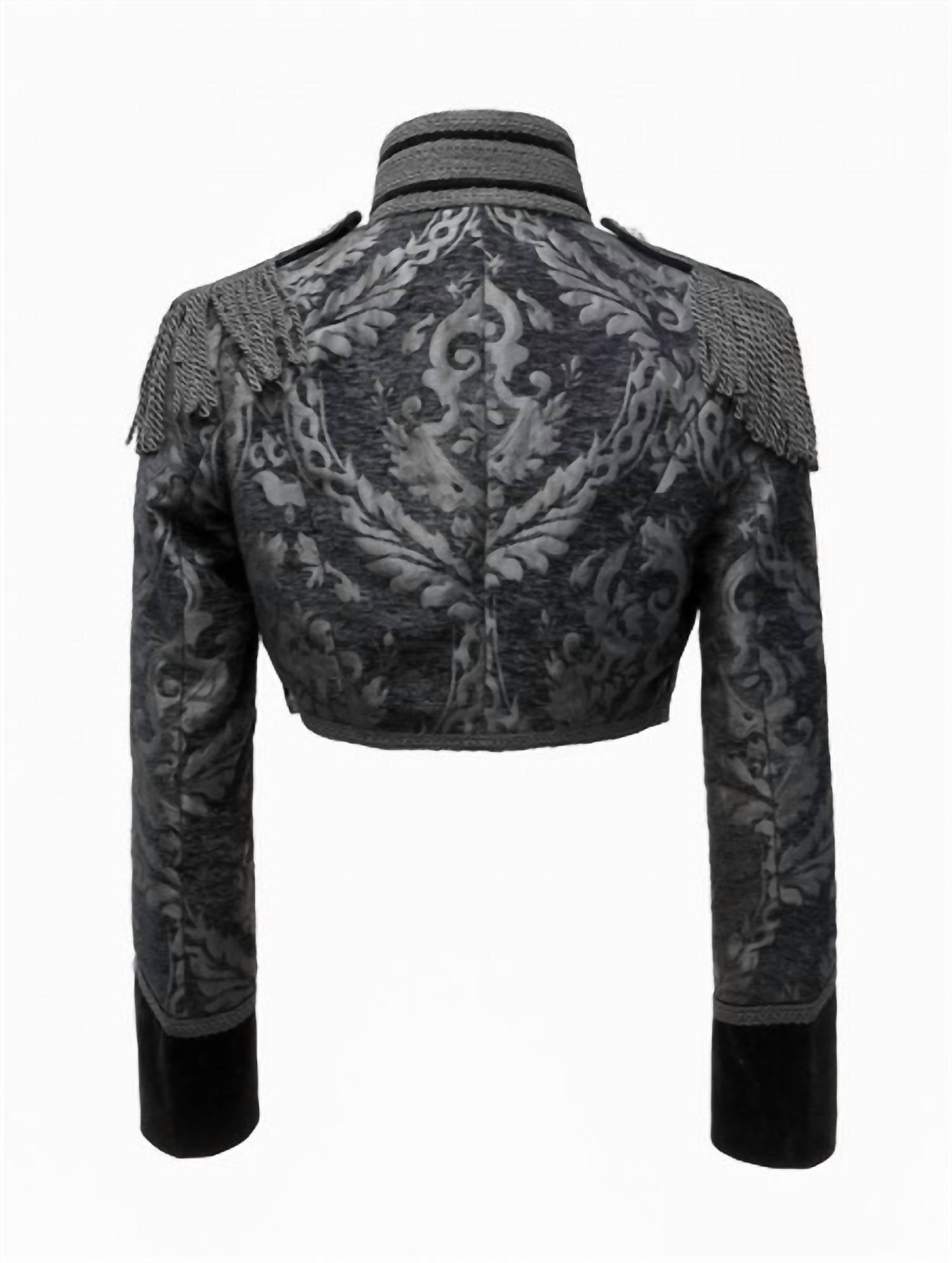 Pentagramme - Gothic Jacquard Open Front Bolero Jacket - black - clothing - jackets
