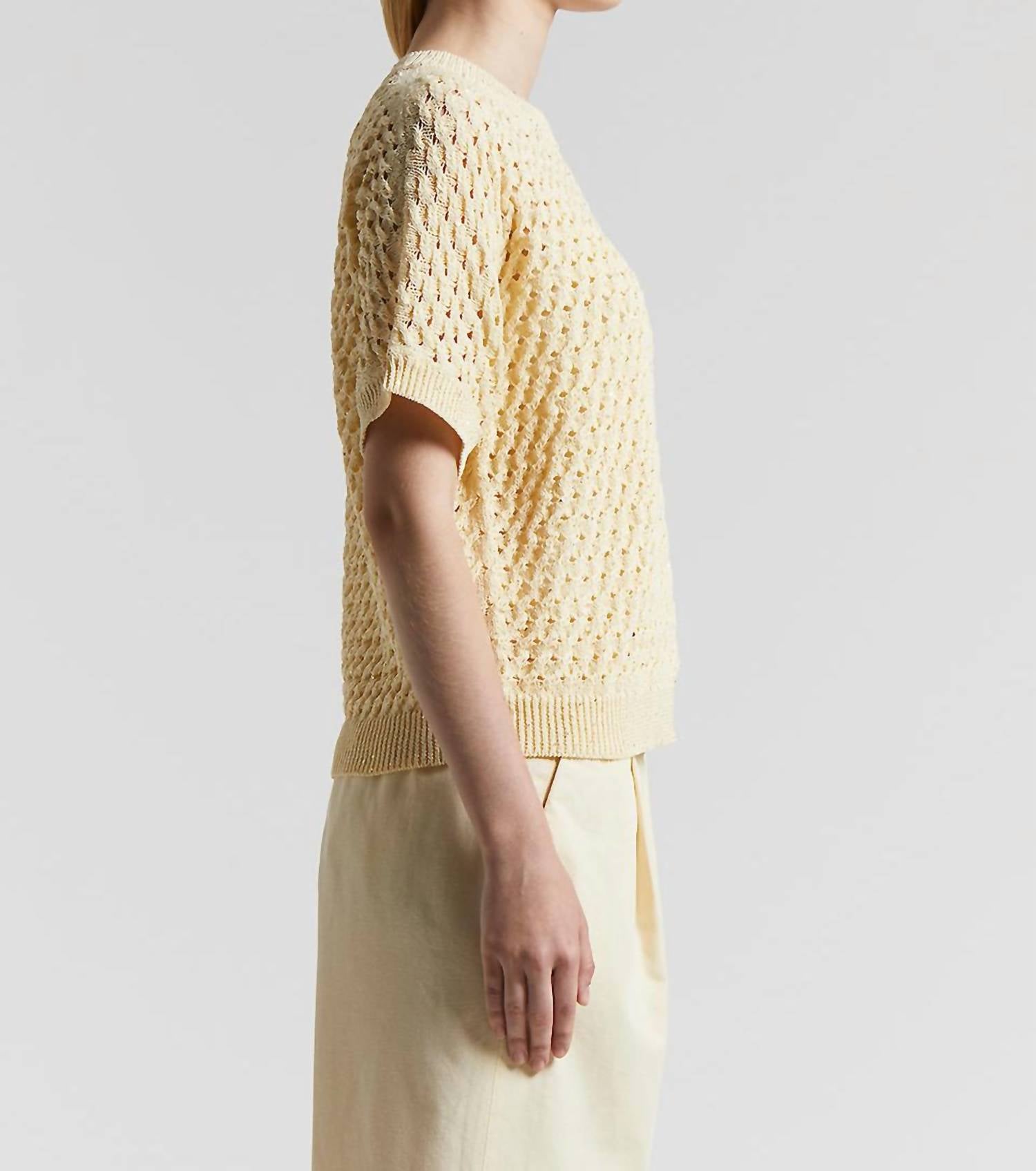 Peserico - Cotton Cordonnet Sweater With Sequins - clothing - cotton - blend - crew