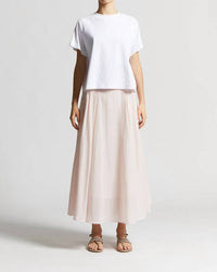 Peserico - Cotton Voile Semi - transparent Midi Skirt - clothing - cotton - knee - length - skirts