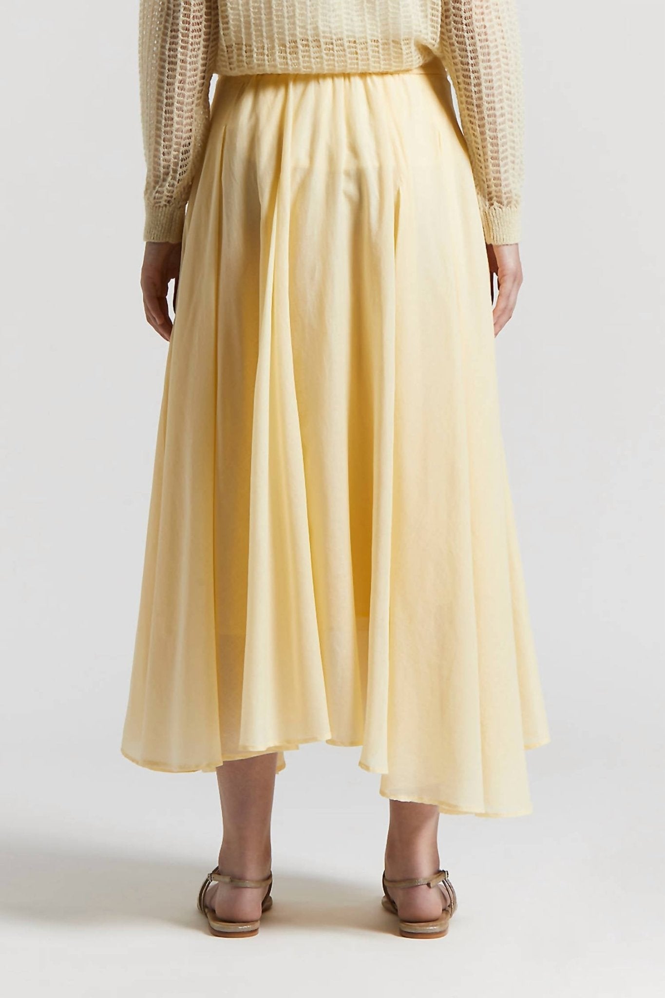 Peserico - Pure Cotton Voile Semi Transparent Midi Skirt - clothing - cotton - knee - length - skirts