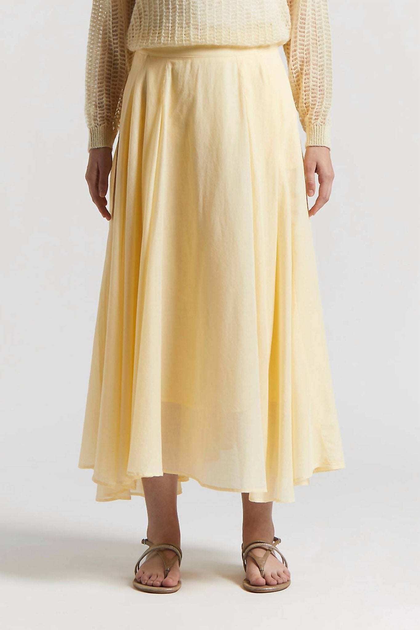 Peserico - Pure Cotton Voile Semi Transparent Midi Skirt - clothing - cotton - knee - length - skirts