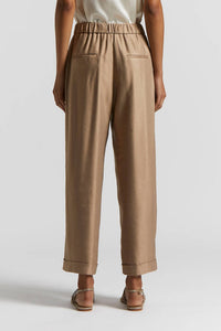 Peserico - Shiny Viscose Linen Gabardine Trousers - brown - clothing - pants