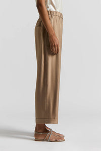 Peserico - Shiny Viscose Linen Gabardine Trousers - brown - clothing - pants