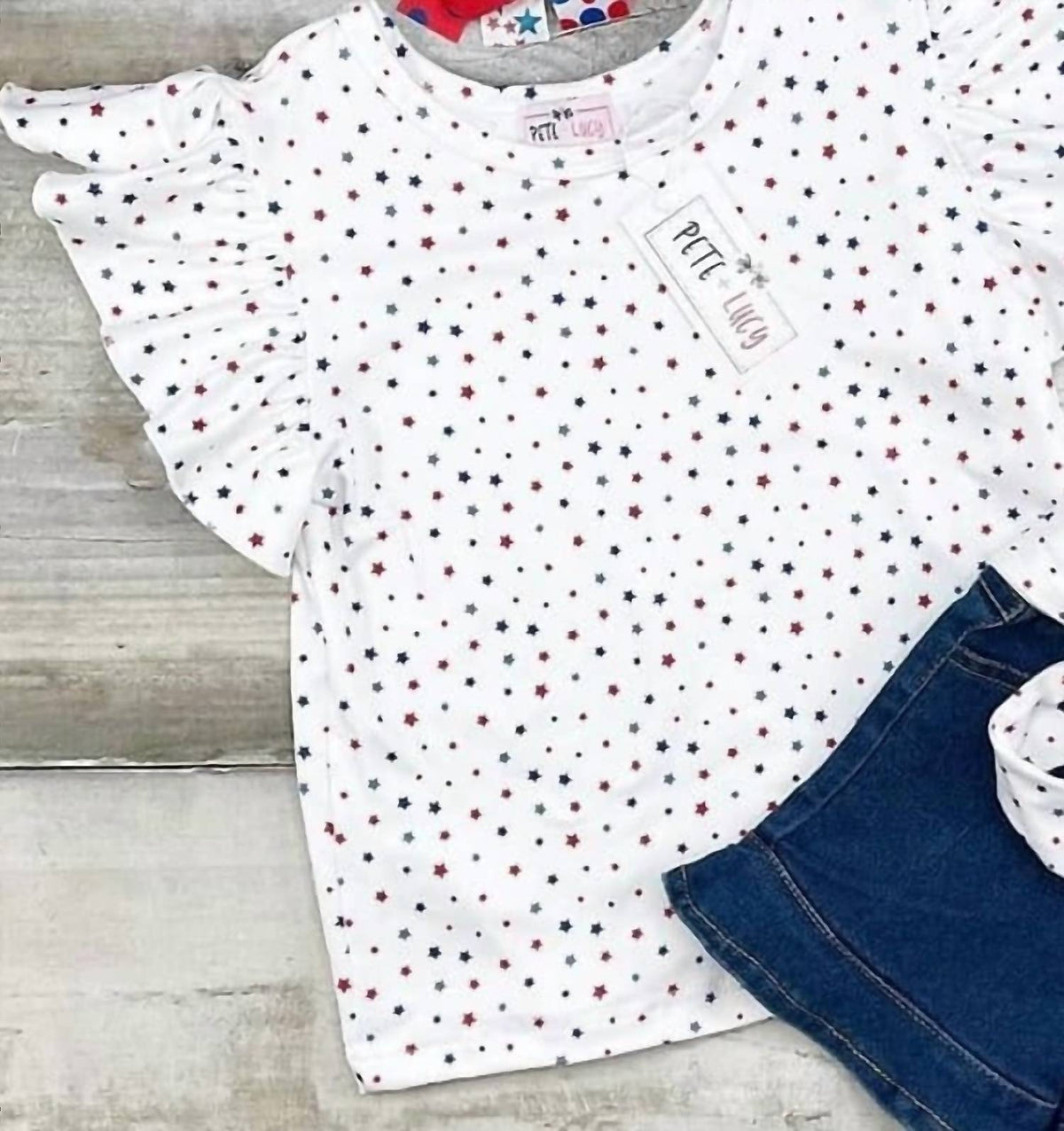Pete + Lucy - Girls July 4th Denim Short Set