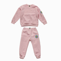 Petite Hailey - Kid's Patched Sweatshirt Set - pink - 