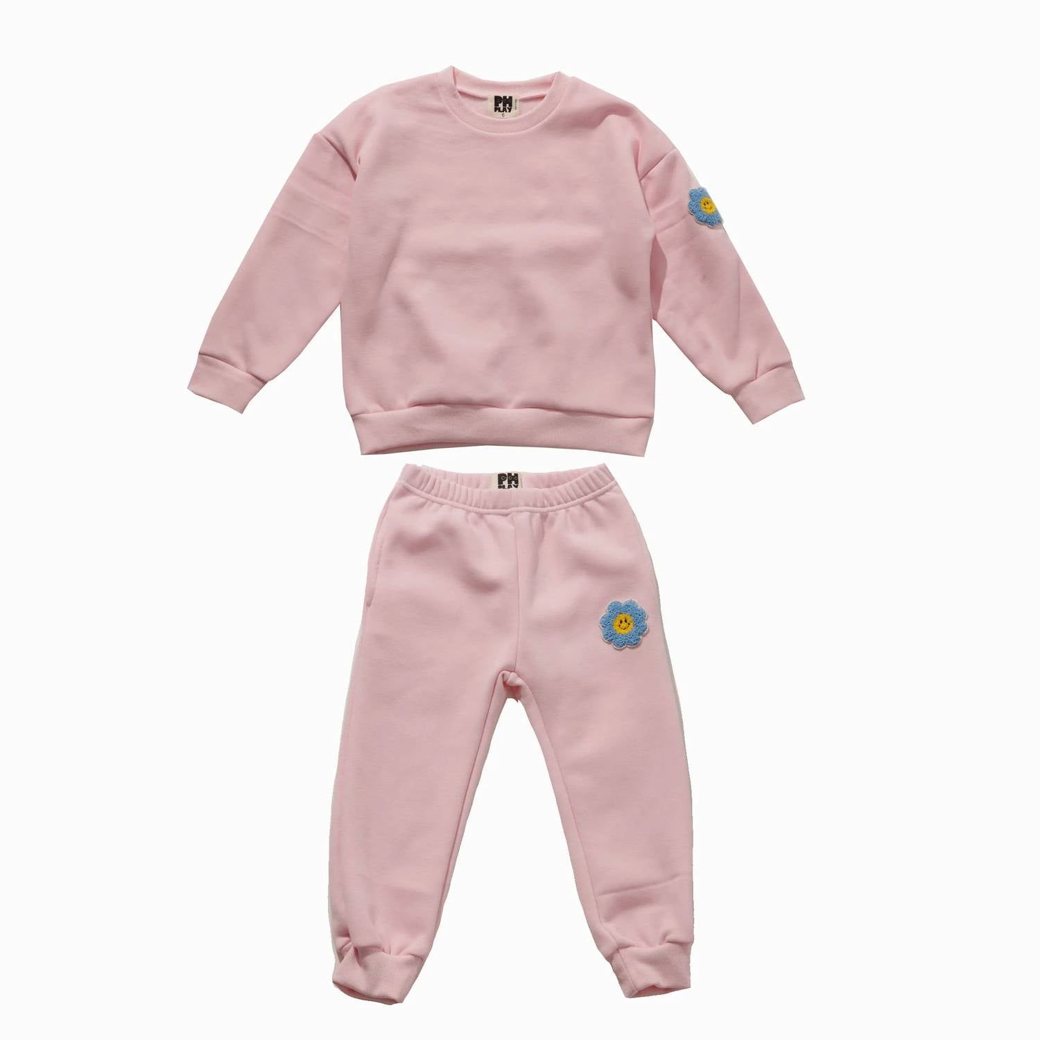 Petite Hailey - Kid's Patched Sweatshirt Set - pink - 