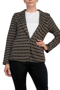 Philosophy - Bracelet Sleeve Peak Lapel Single Button Knit Jacquard Blazer