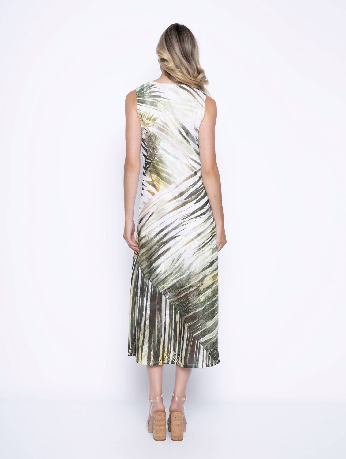 Picadilly - Sleeveless Leaf Print Dress