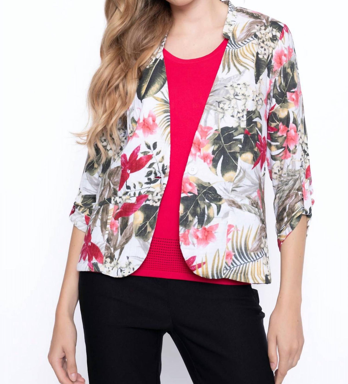 Picadilly - Three Quarter Sleeve Floral Jacket