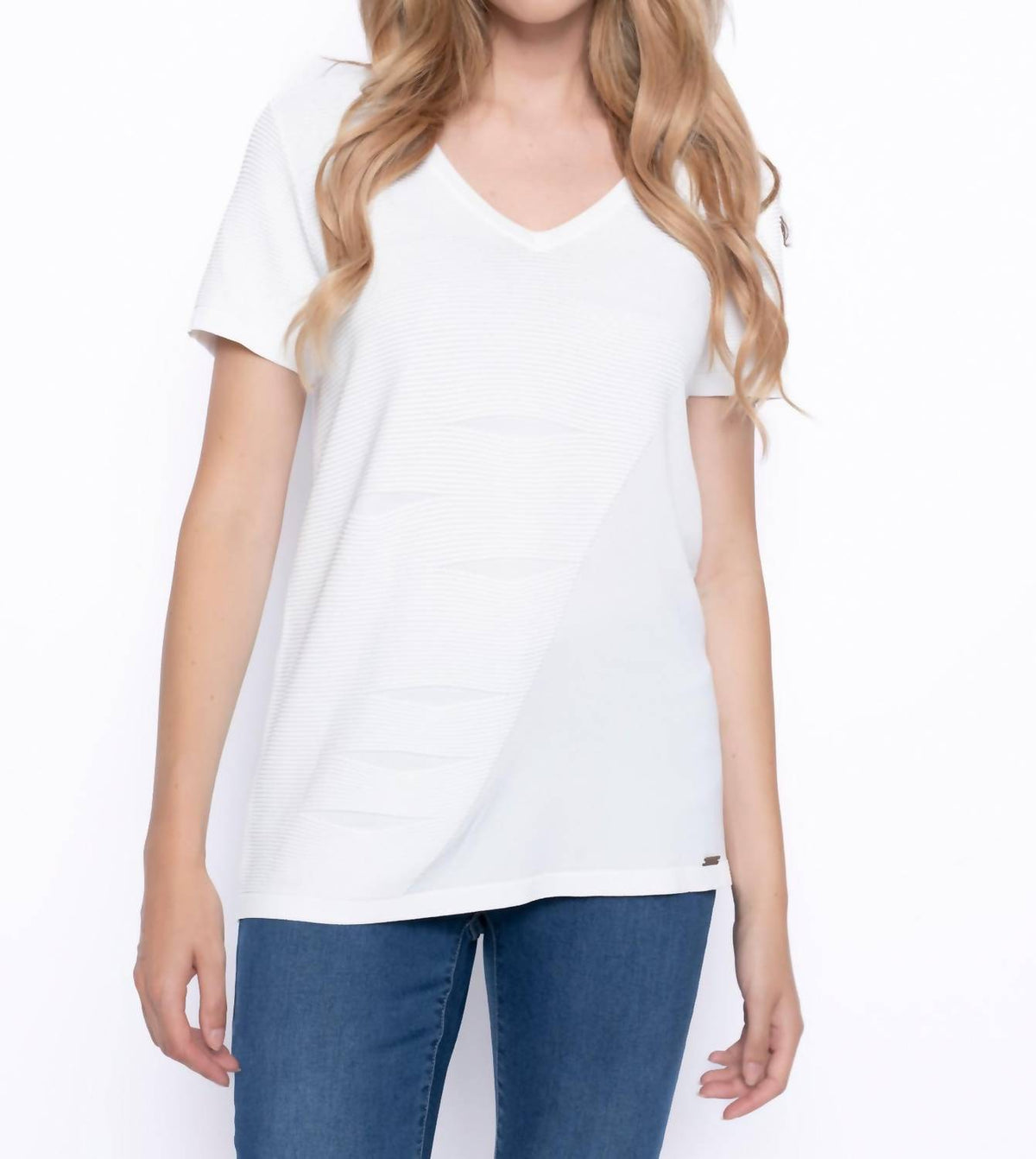 Picadilly - V-Neck Textured Knitted Top