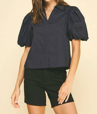 Pinch - Bubble Sleeve Blouse Top