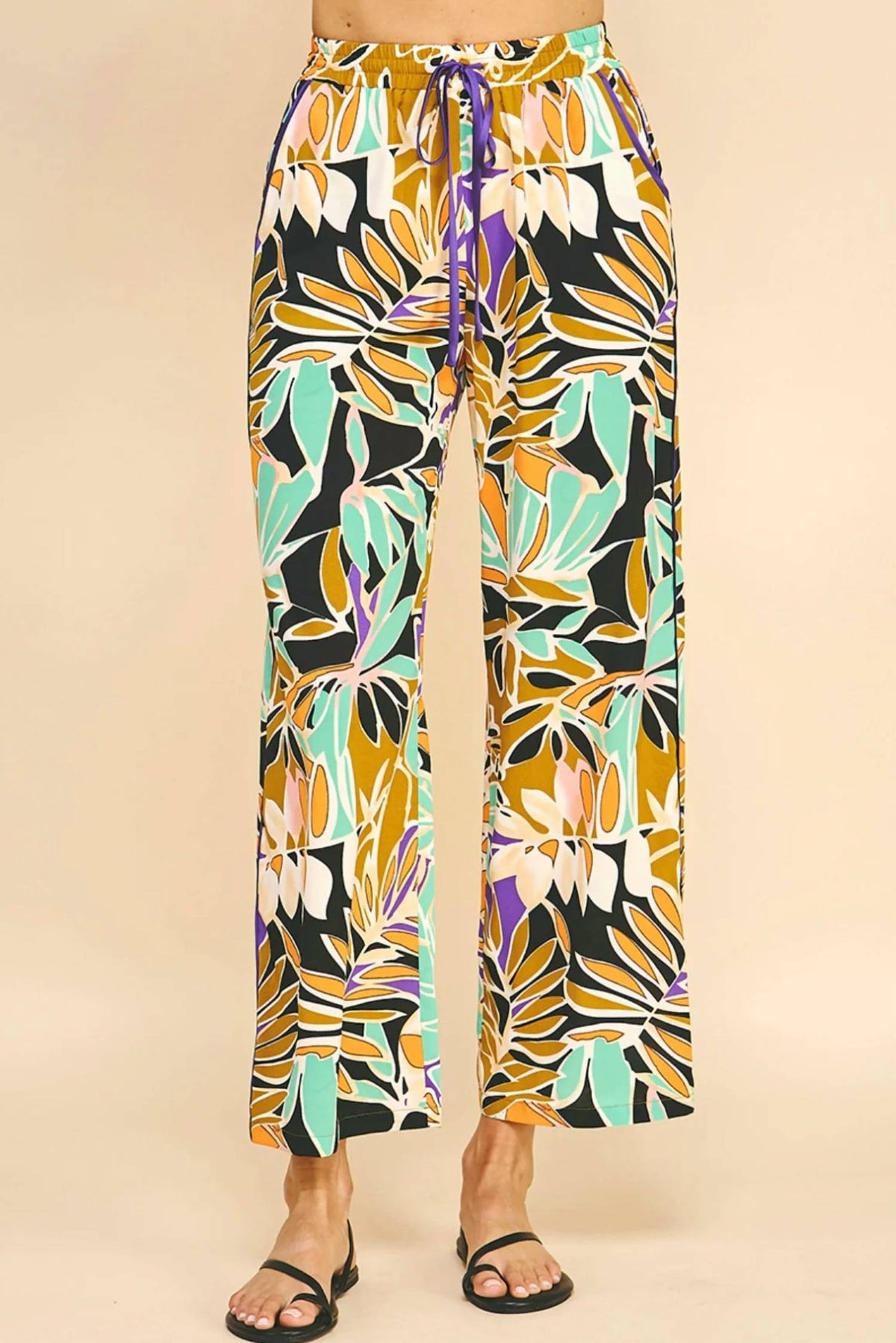 Pinch - Cropped Print Woven Pants