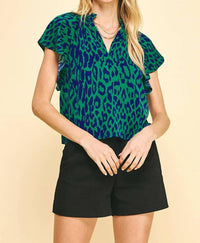 Pinch - Flutter Sleeve Animal Print Top