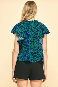 Pinch - Flutter Sleeve Animal Print Top