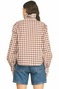 Pinch - Gingham Check Ruffled Collar Shirt