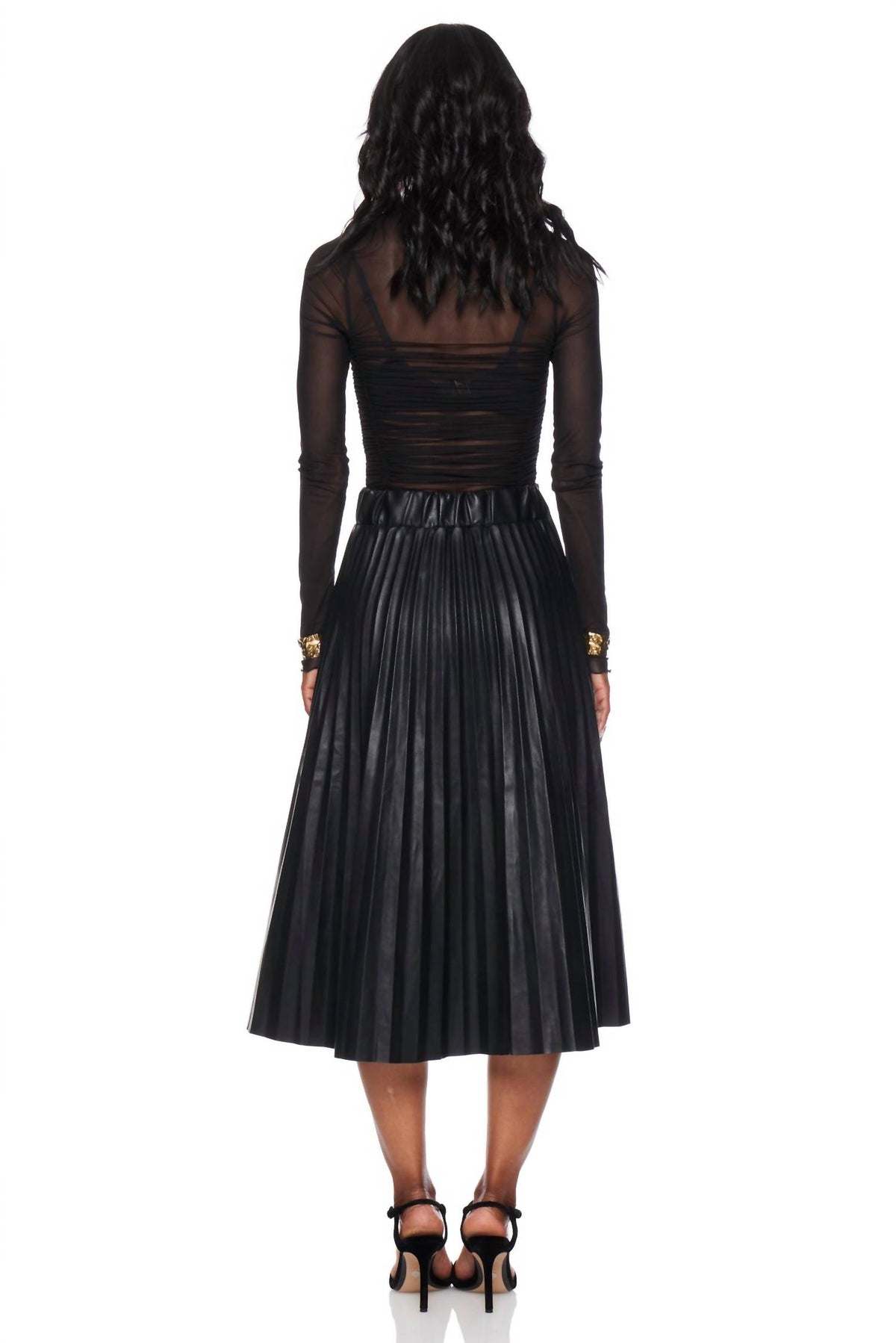 Pinch - Pleated Pu Leather Skirt