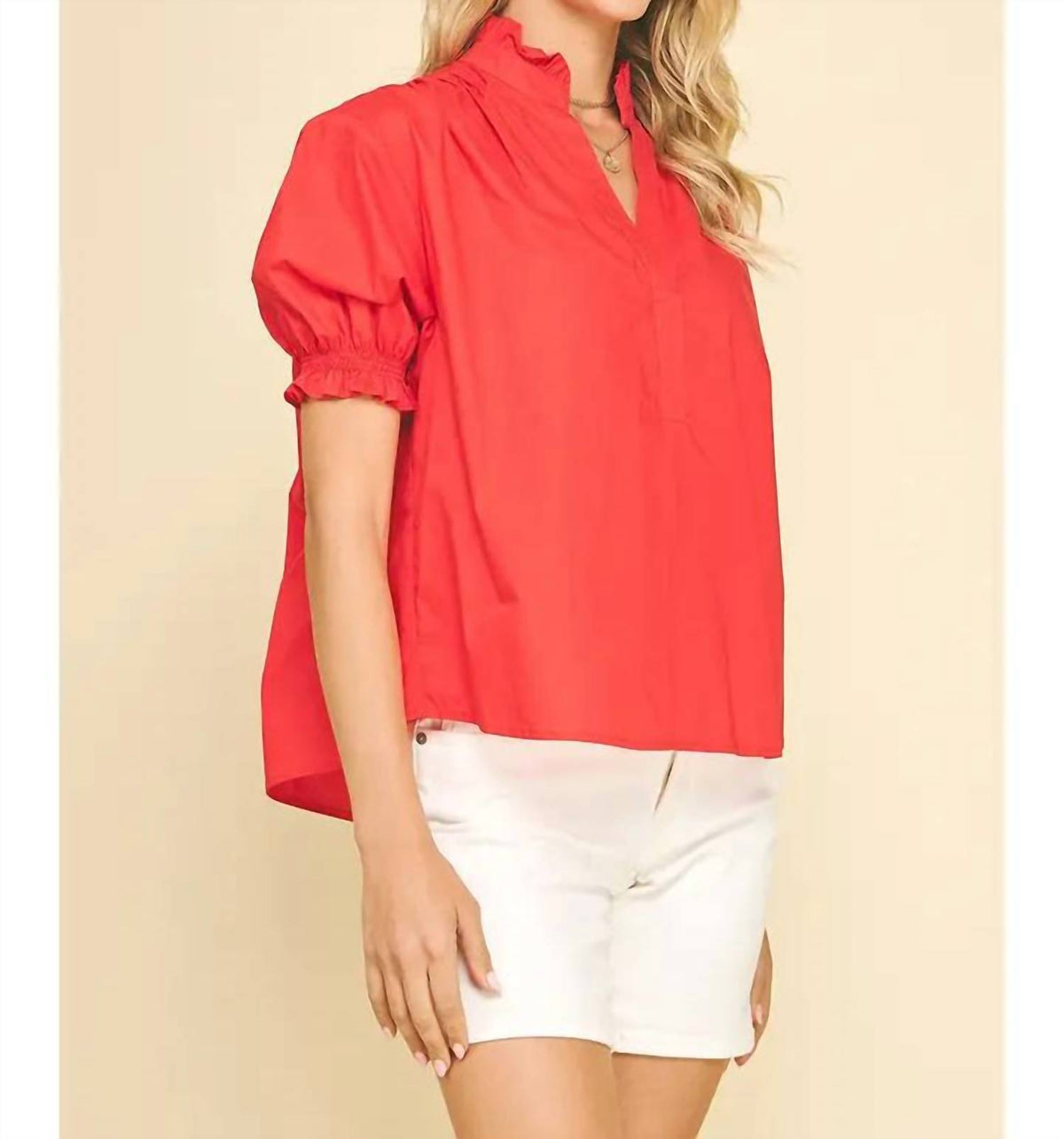 Pinch - Puff Sleeve Solid Top