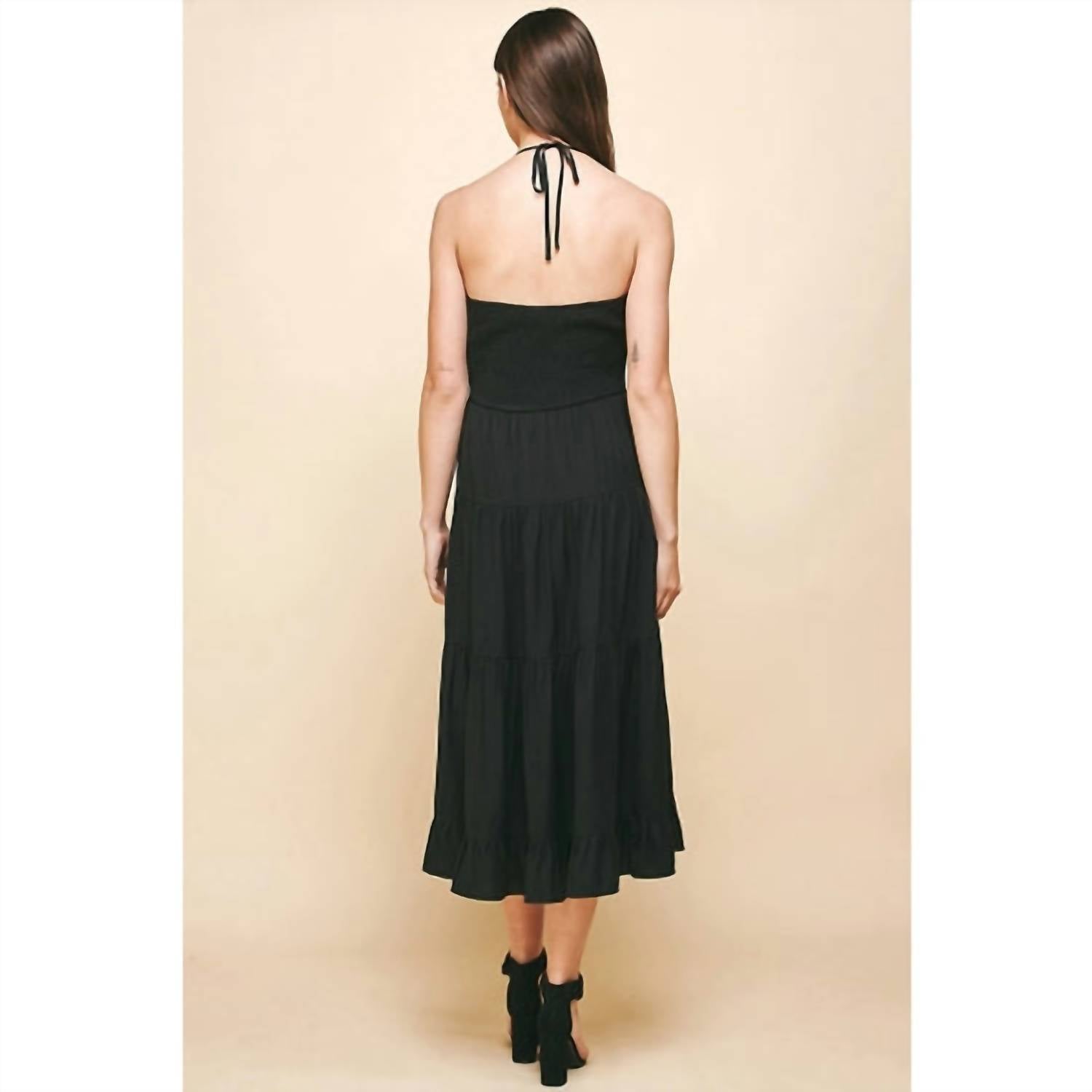 Pinch - Sleeveless Tiered Maxi Dress - black - clothing - dresses