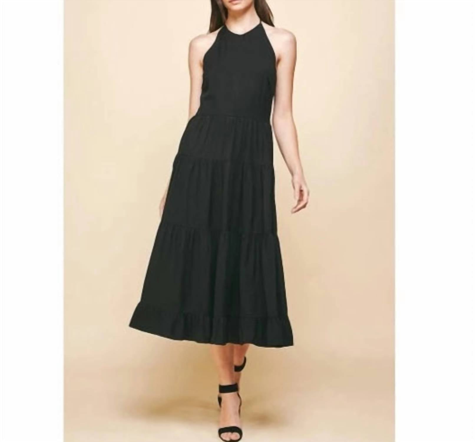 Pinch - Sleeveless Tiered Maxi Dress - black - clothing - dresses