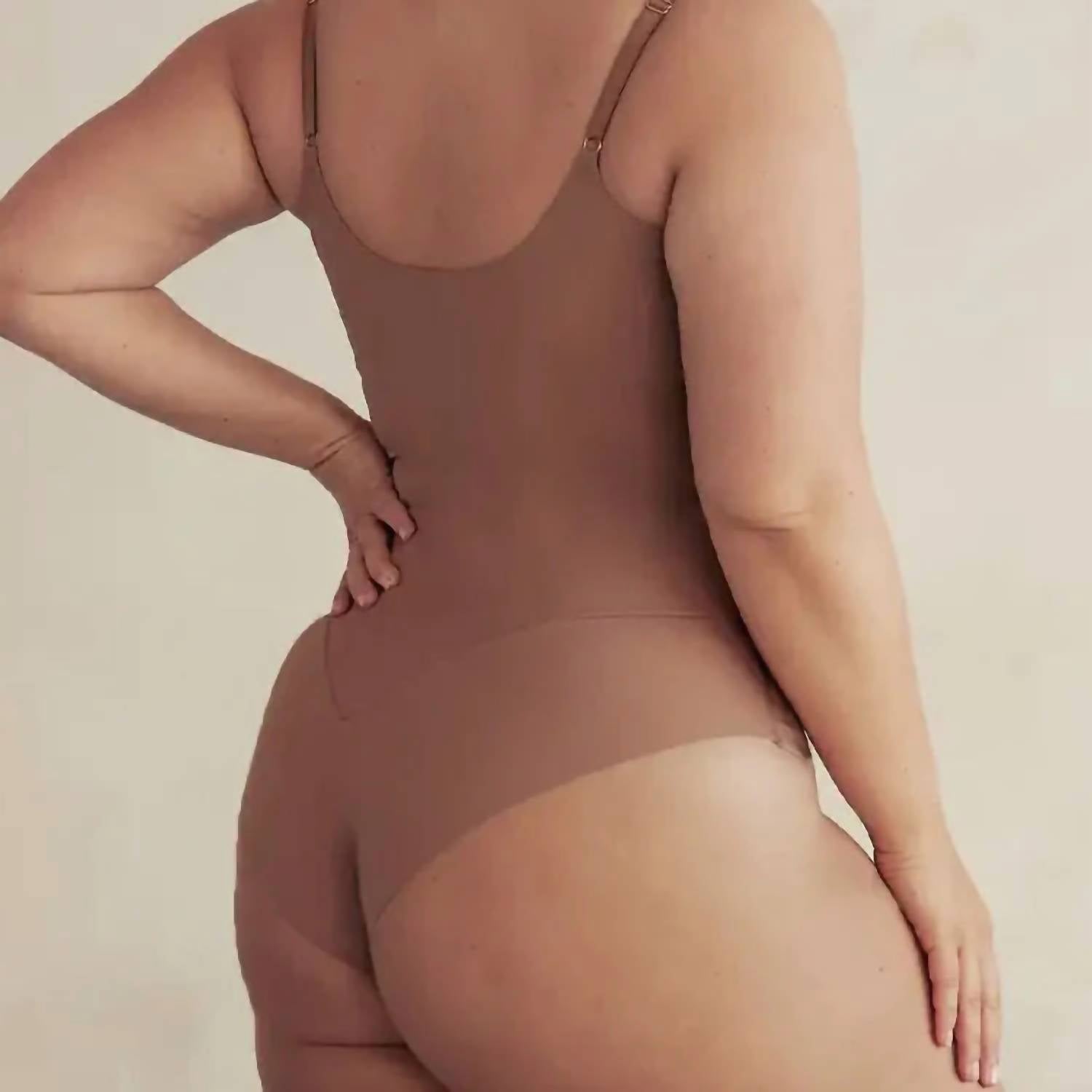 Pinsy - V Neck Bodysuit - bodysuits - brown - clothing