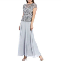 Pisarro Nights - Beaded Mesh Column Gown