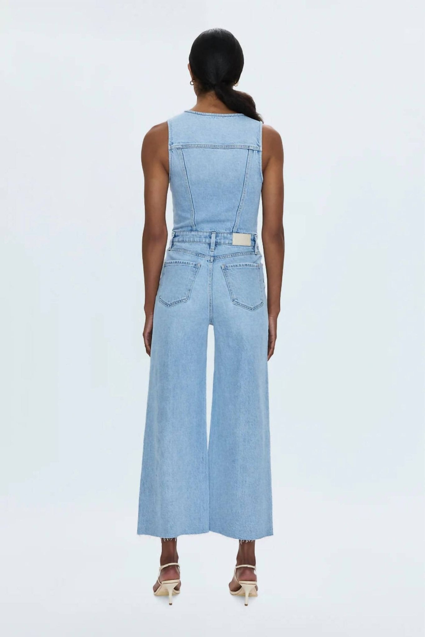 Pistola - Aria Cropped Fitted Vest Jumpsuit - blue - clothing - cotton - blend