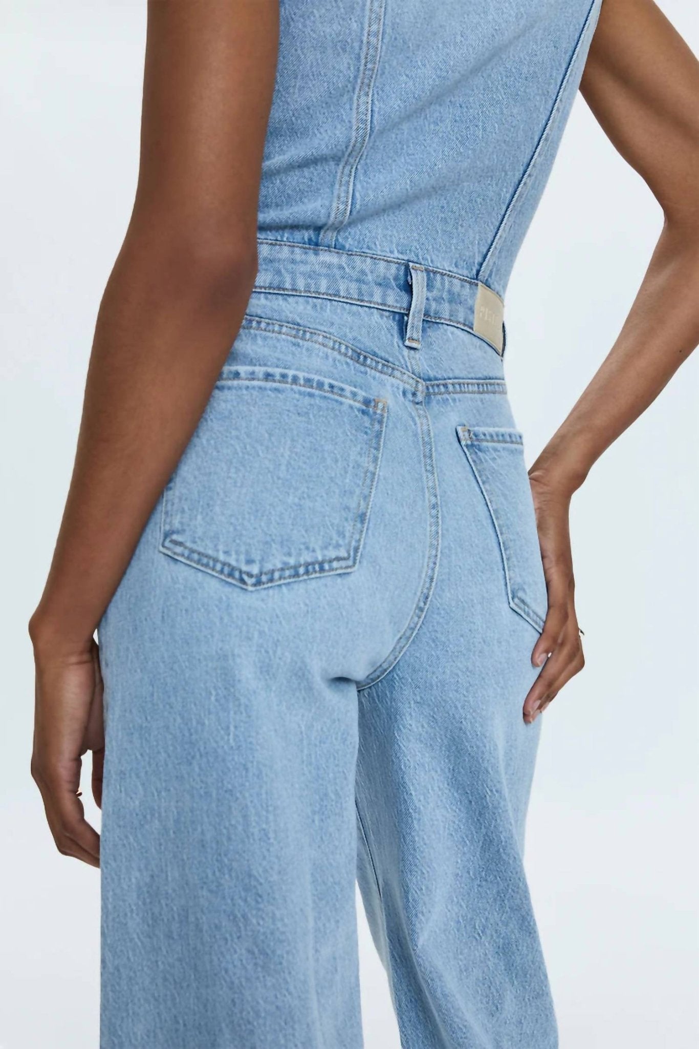 Pistola - Aria Cropped Fitted Vest Jumpsuit - blue - clothing - cotton - blend