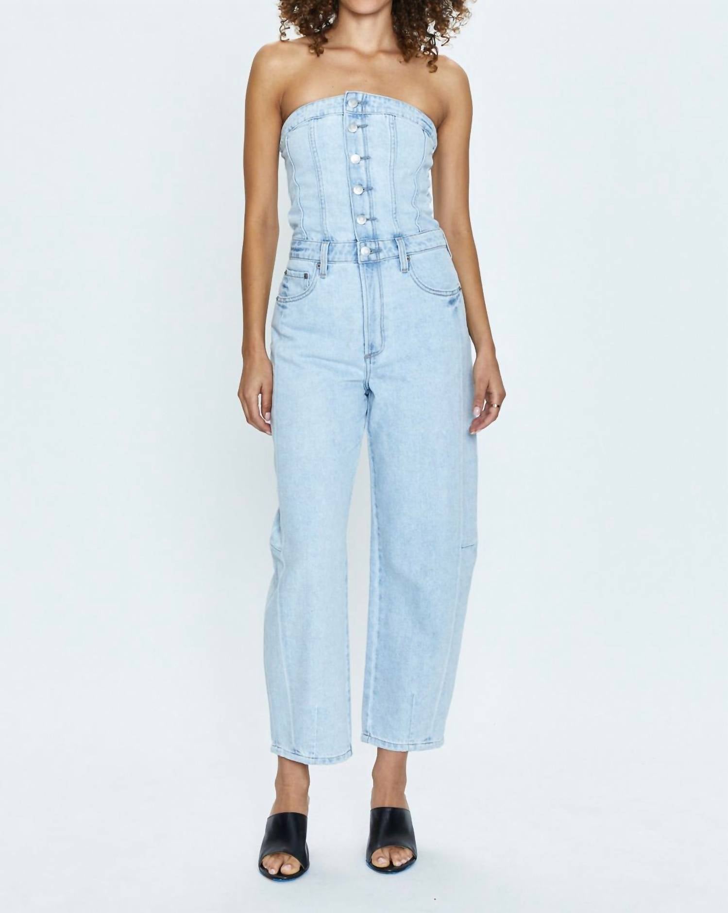 Pistola - Daphne Arched Leg Jumpsuit - blue - clothing - cotton