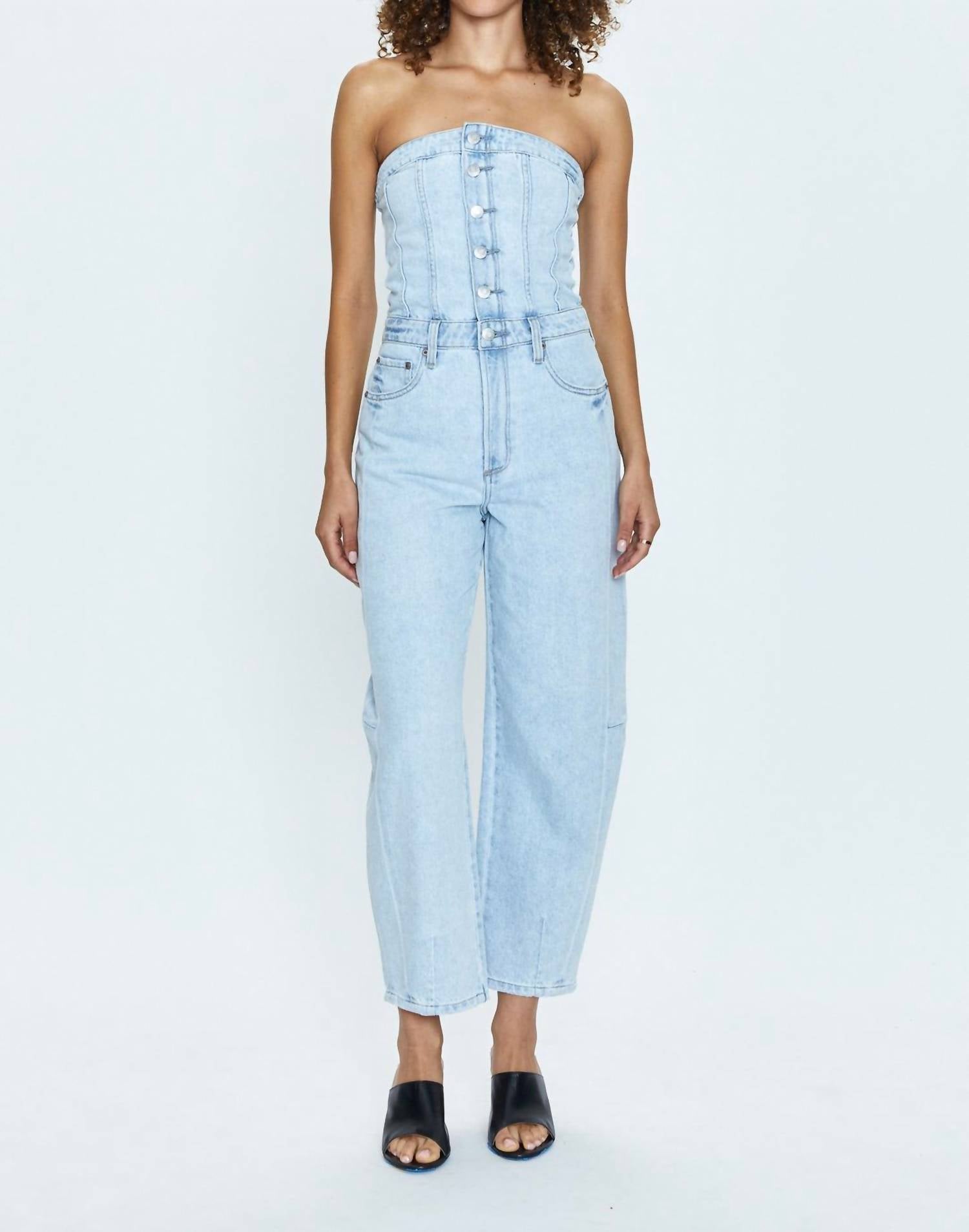 Pistola - Daphne Arched Leg Jumpsuit - blue - clothing - cotton