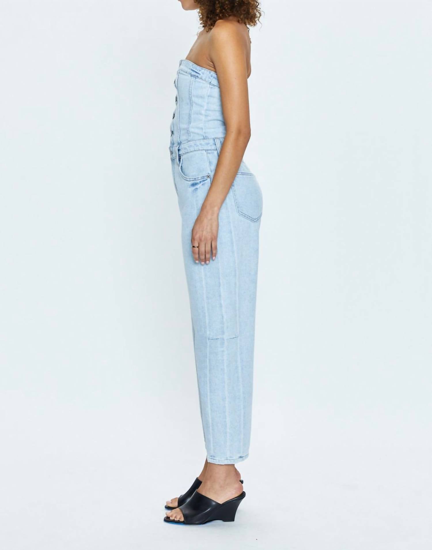 Pistola - Daphne Arched Leg Jumpsuit - blue - clothing - cotton