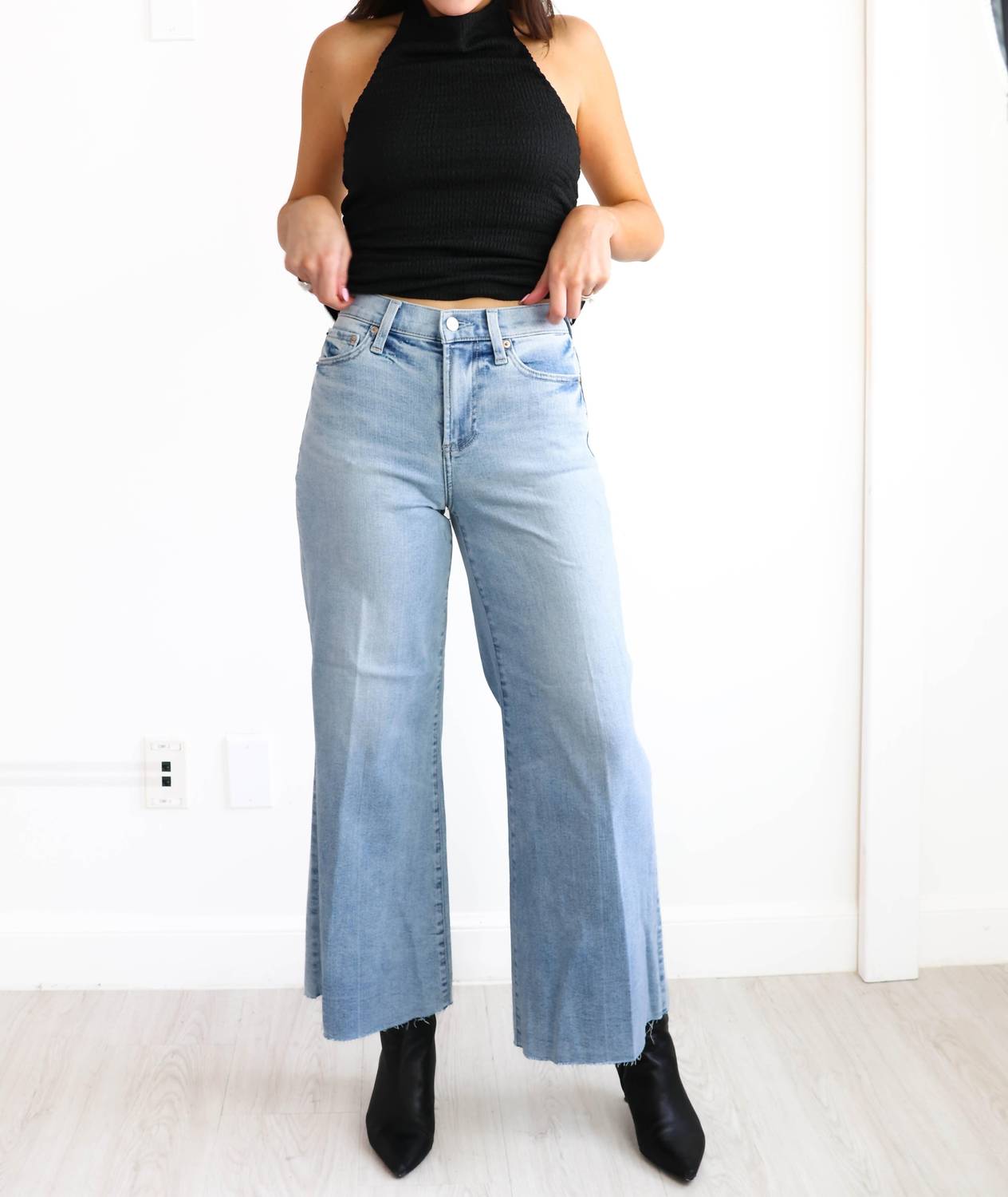 Pistola - Izzy Wide Leg Cropped Jeans - ankle - blue - clothing