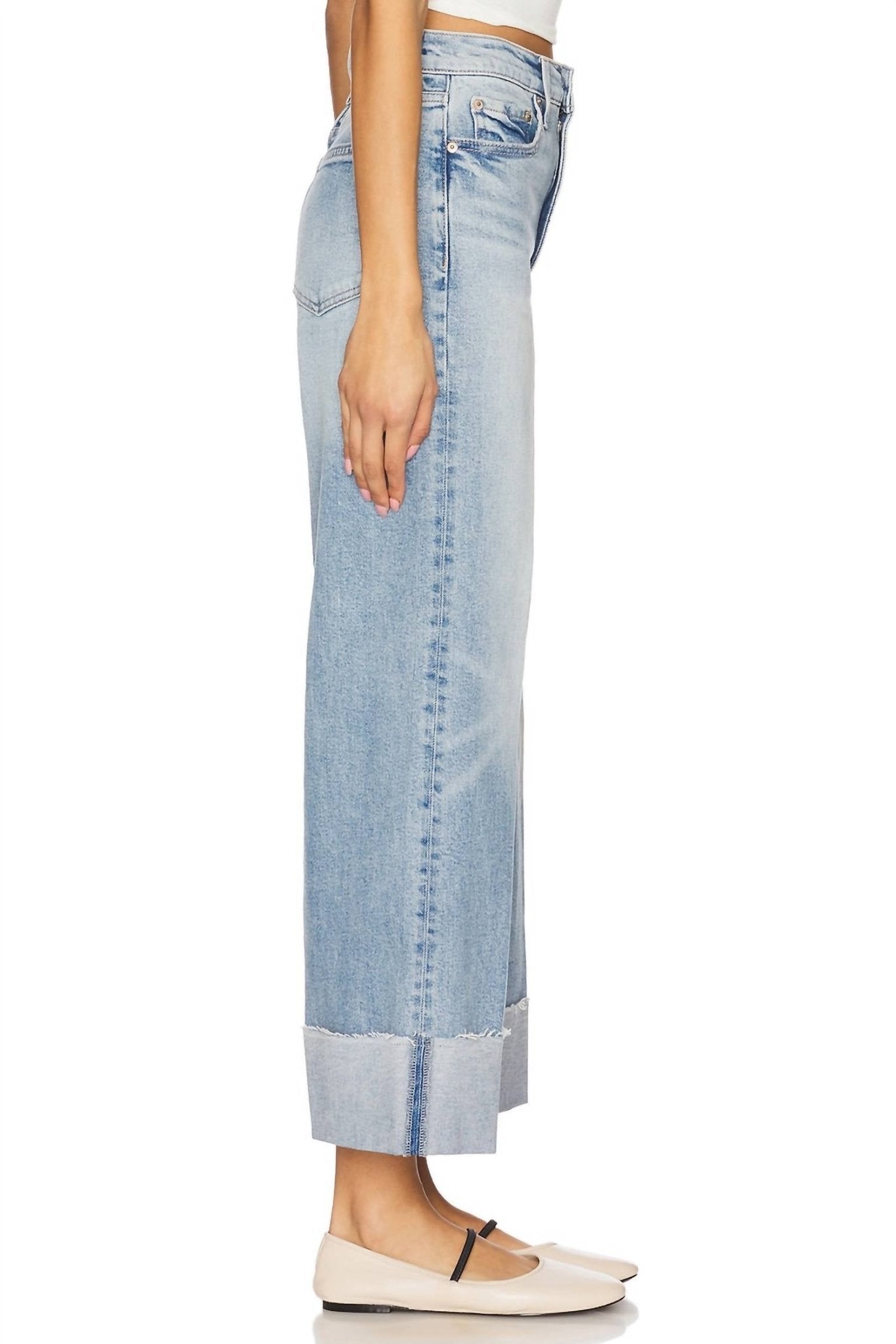Pistola - Lana Crop Cuffed Wide Leg Jeans - blue - clothing - cotton