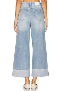 Pistola - Lana Crop Cuffed Wide Leg Jeans - blue - clothing - cotton