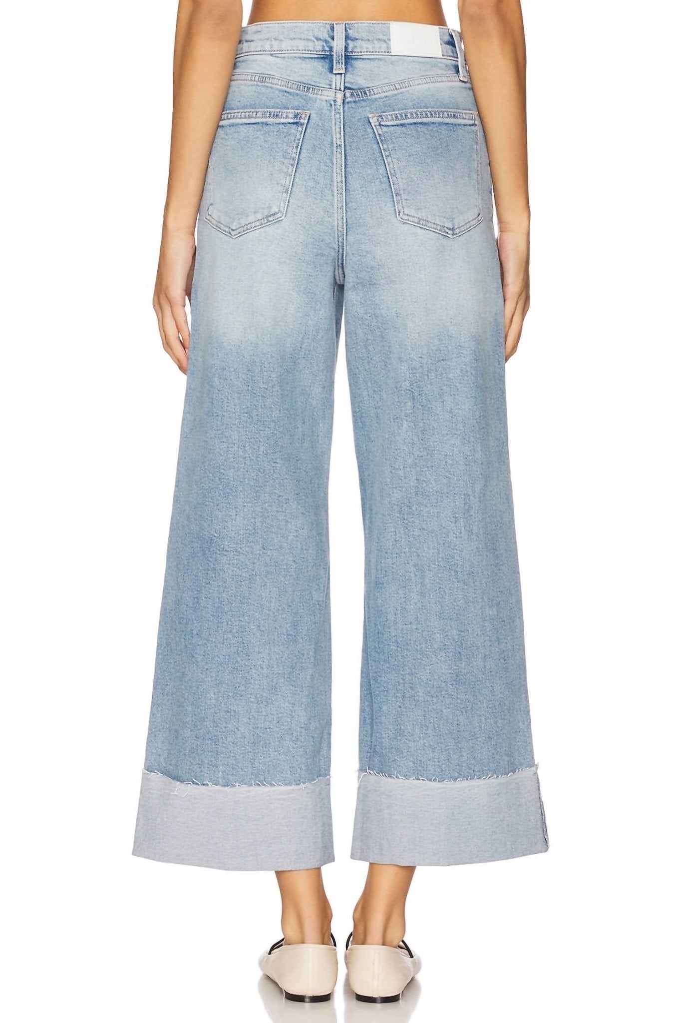 Pistola - Lana Crop Cuffed Wide Leg Jeans - blue - clothing - cotton