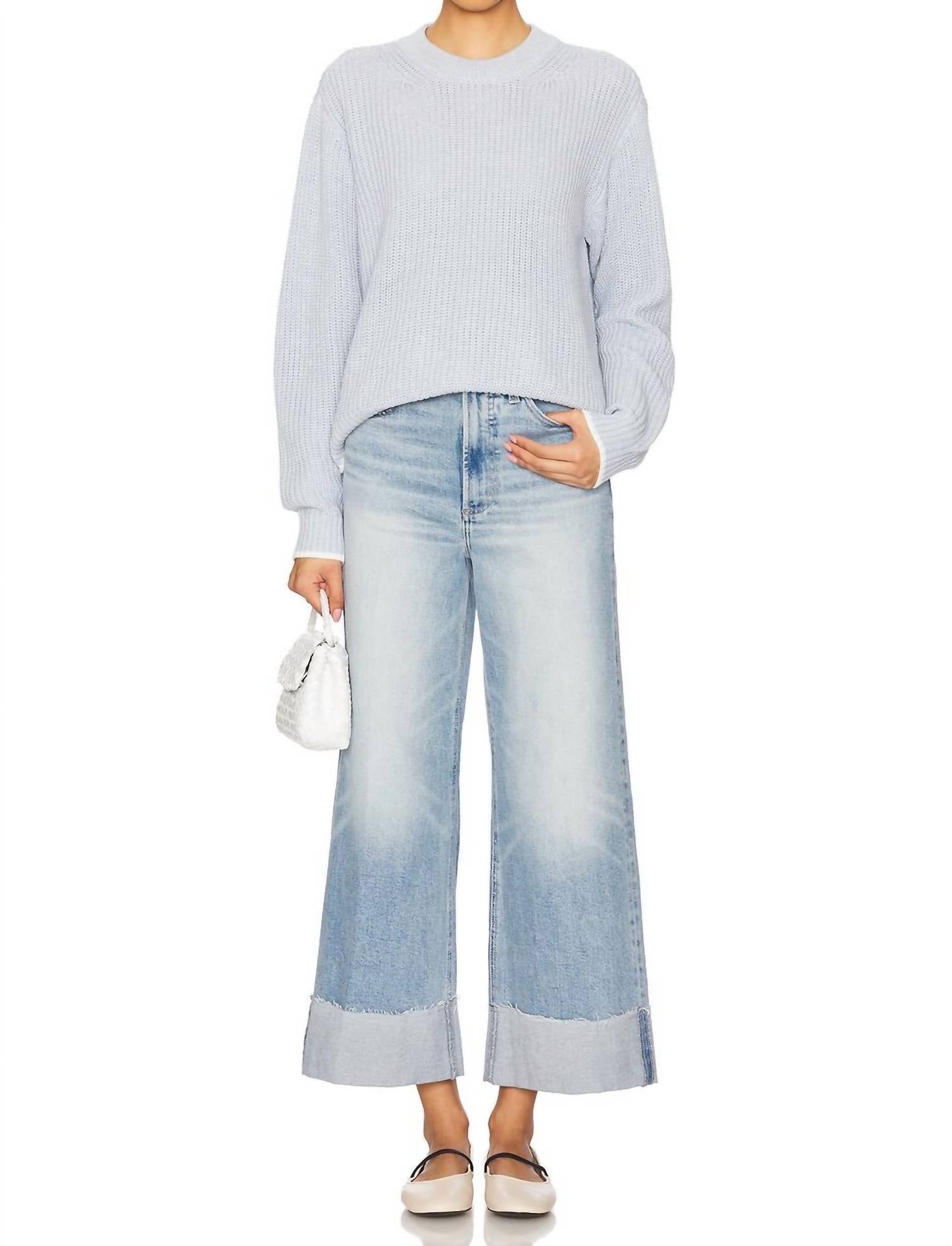 Pistola - Lana Crop Cuffed Wide Leg Jeans - blue - clothing - cotton