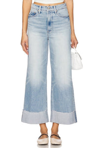 Pistola - Lana Crop Cuffed Wide Leg Jeans - blue - clothing - cotton