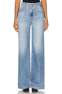 Pistola - Lana Double Button High Rise Ultra Wide Leg - blue - clothing - cotton - blend