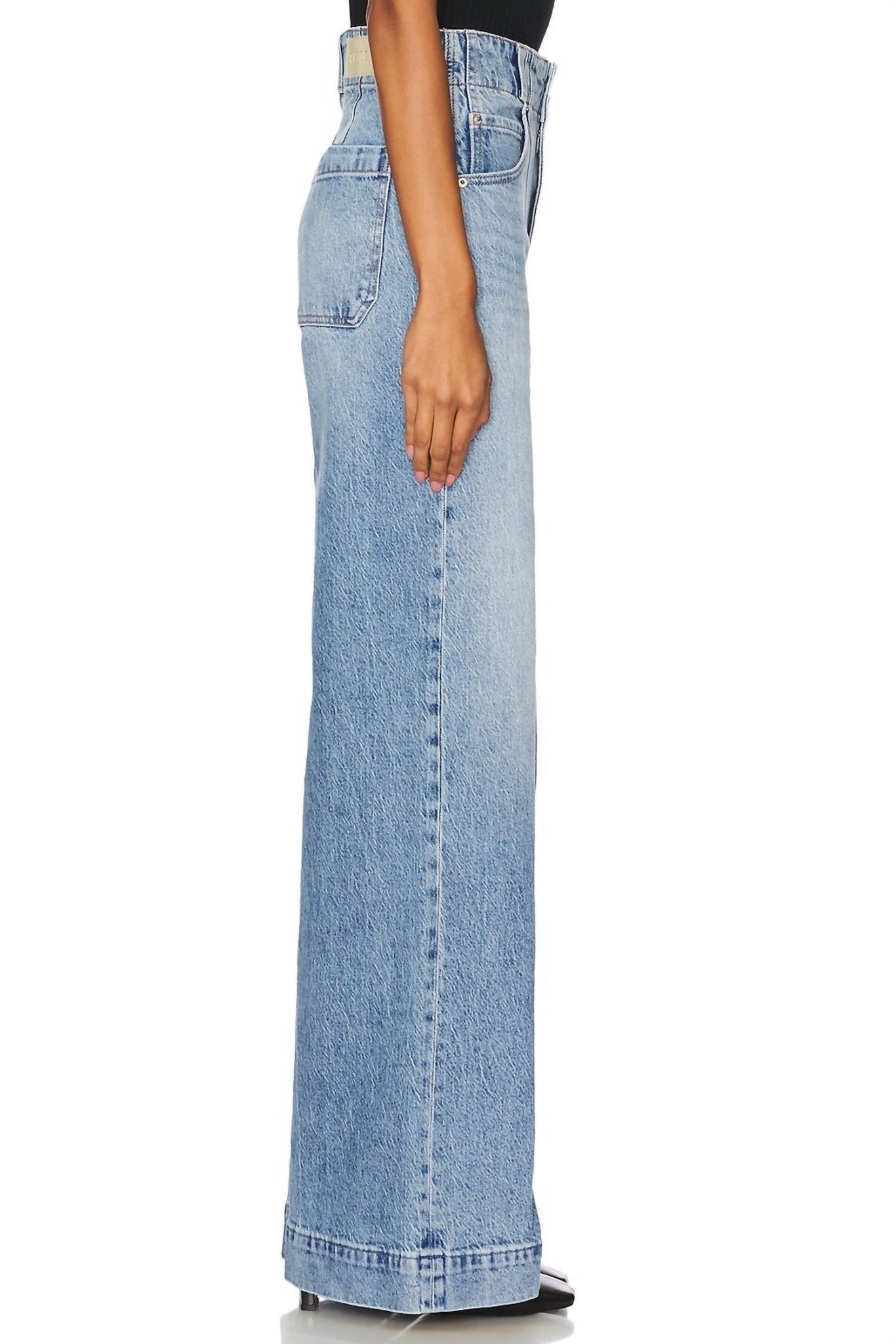 Pistola - Lana Double Button High Rise Ultra Wide Leg - blue - clothing - cotton - blend