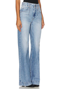 Pistola - Lana Double Button High Rise Ultra Wide Leg - blue - clothing - cotton - blend