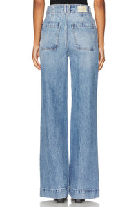 Pistola - Lana Double Button High Rise Ultra Wide Leg - blue - clothing - cotton - blend