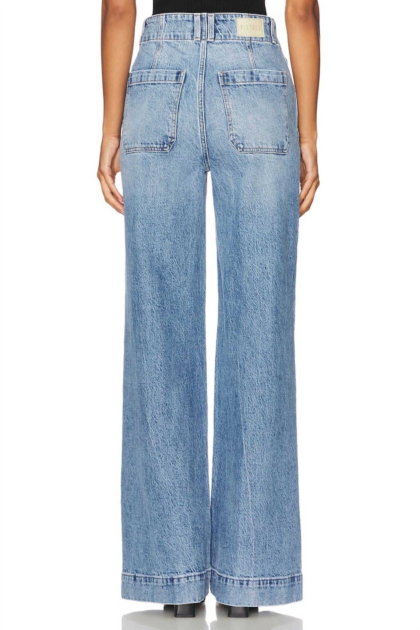 Pistola - Lana Double Button High Rise Ultra Wide Leg - blue - clothing - cotton - blend