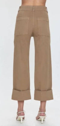 Pistola - MAYA Cuffed Hem Wide Leg Pants - brown - clothing - pants
