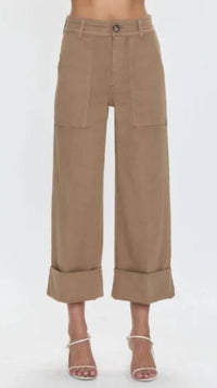 Pistola - MAYA Cuffed Hem Wide Leg Pants - brown - clothing - pants