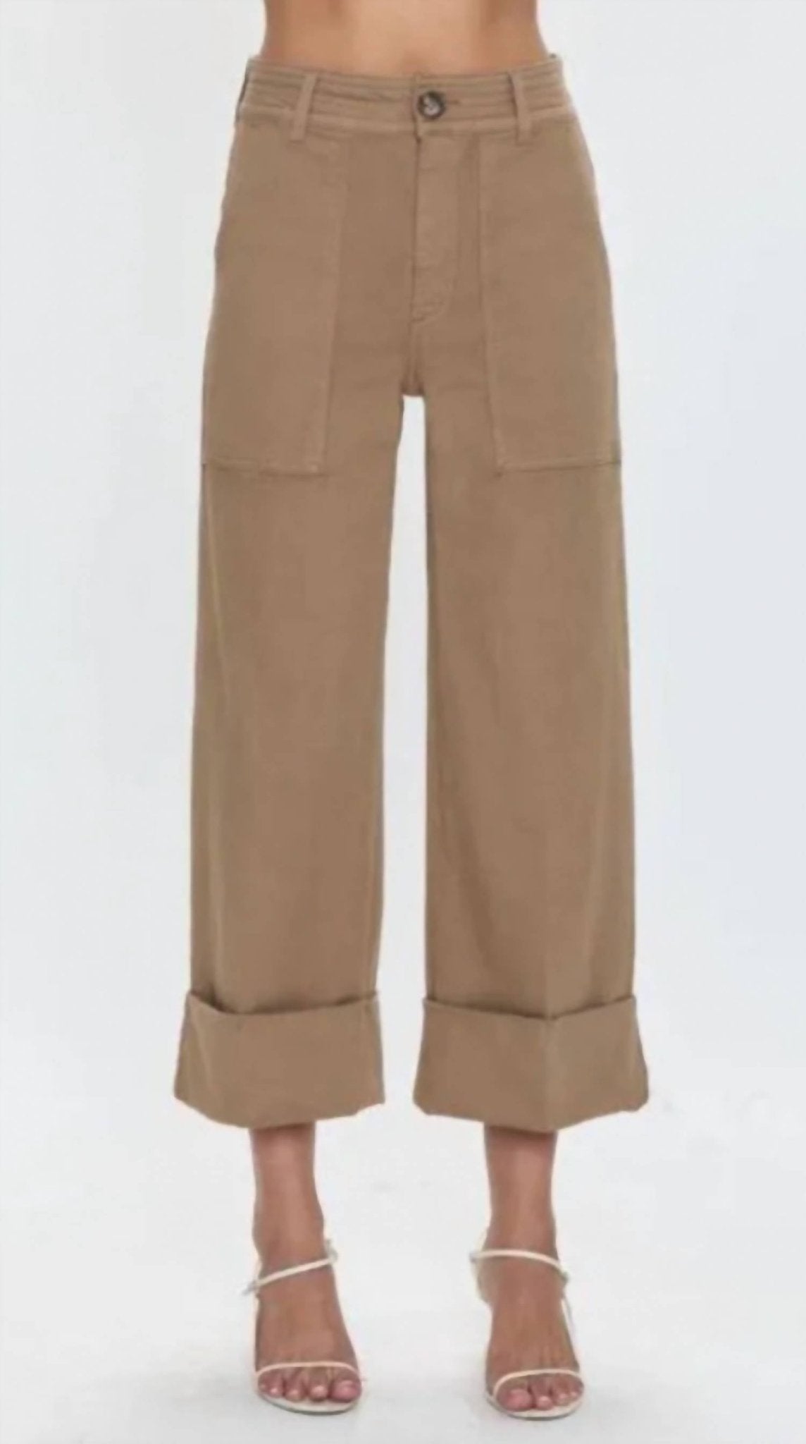 Pistola - MAYA Cuffed Hem Wide Leg Pants - brown - clothing - pants