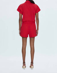 Pistola - Meg Short Sleeve Zip Front Romper - clothing - cotton - blend - jumpsuits