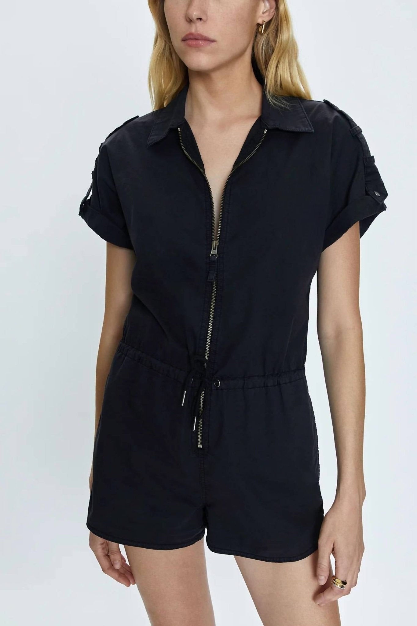 Pistola - Meg Zip Front Romper - black - clothing - cotton - blend