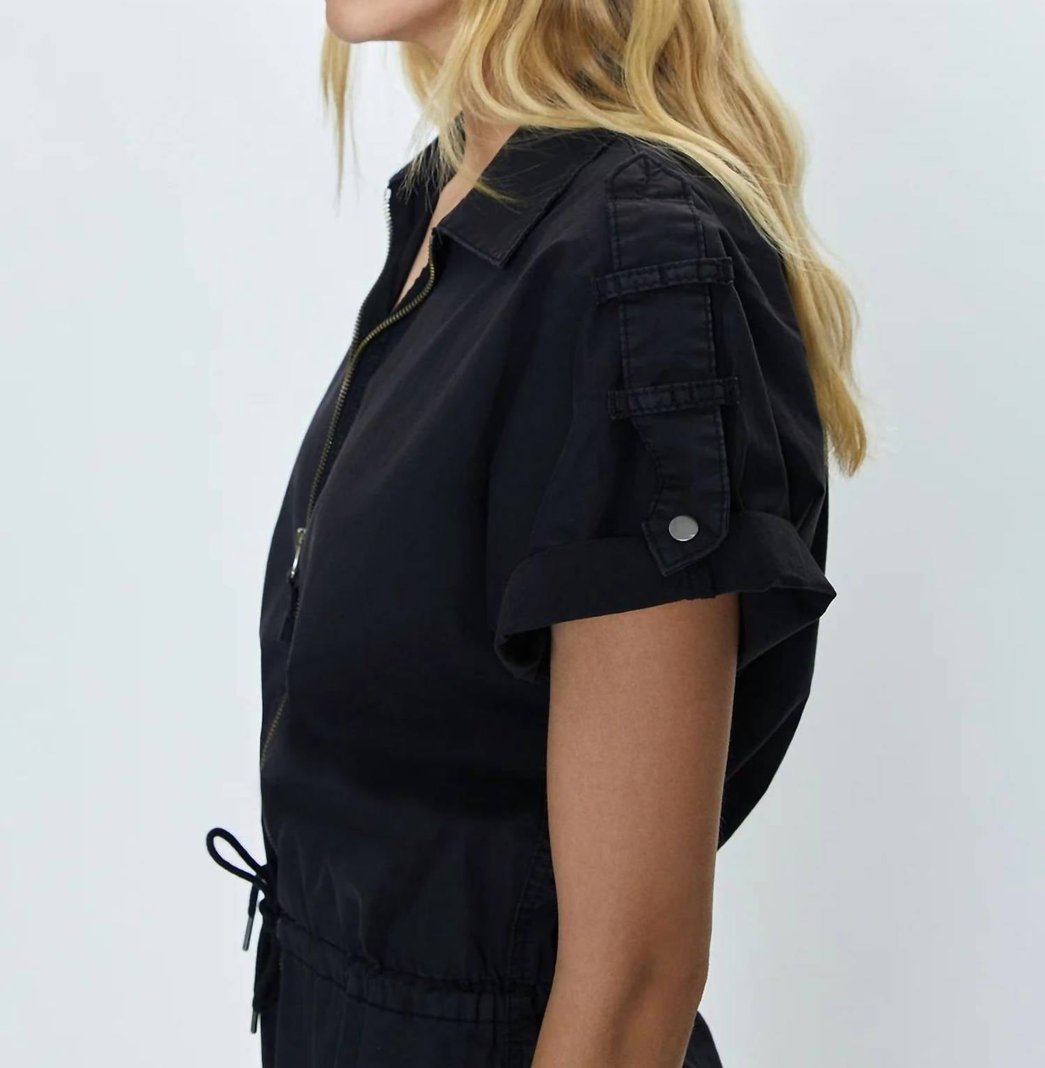 Pistola - Meg Zip Front Romper - black - clothing - cotton - blend