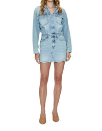 Pistola - Nina Long Sleeve Mini Dress - blue - clothing - cotton